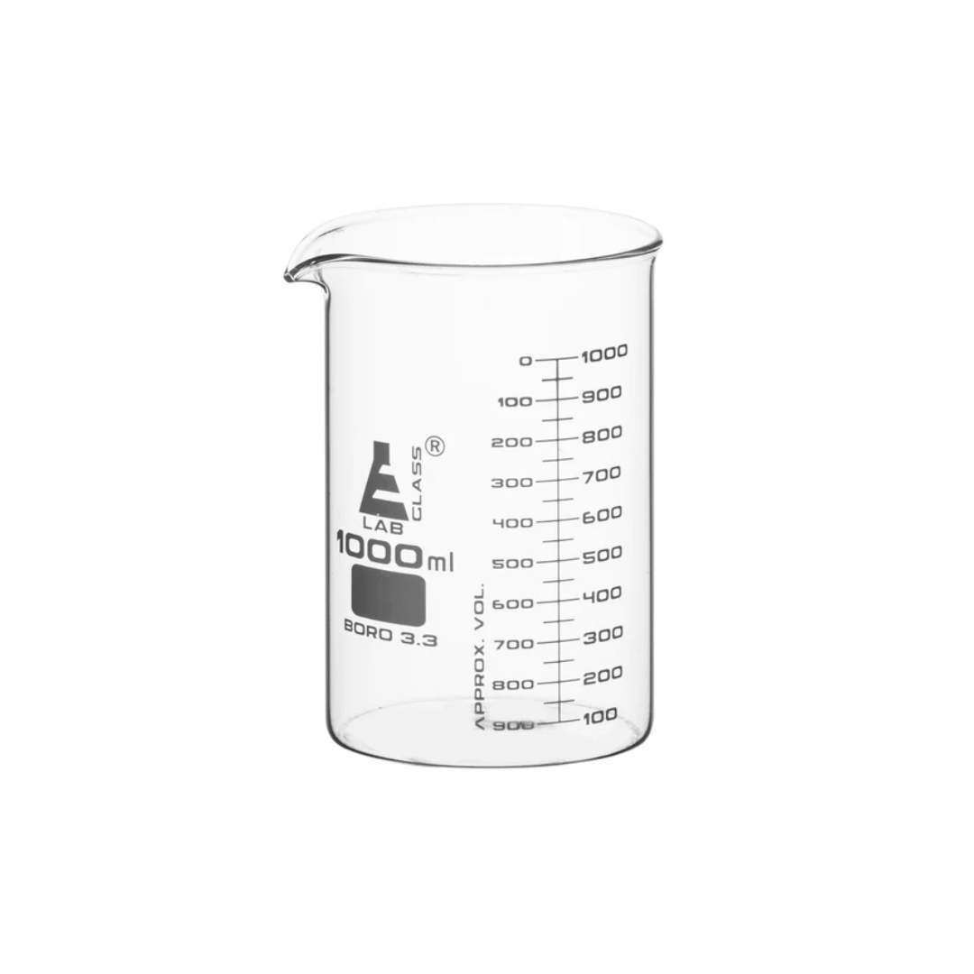 BĂ©cher graduĂ© 1000 ml de qualitĂ© laboratoire, verre borosilicatĂ©, idĂ©al pour les recettes naturelles â chez BS Gros.
