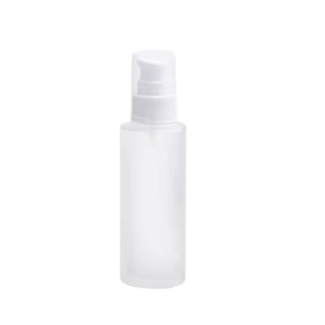 Flacon verre transparent sablé pompe blanche 50ml