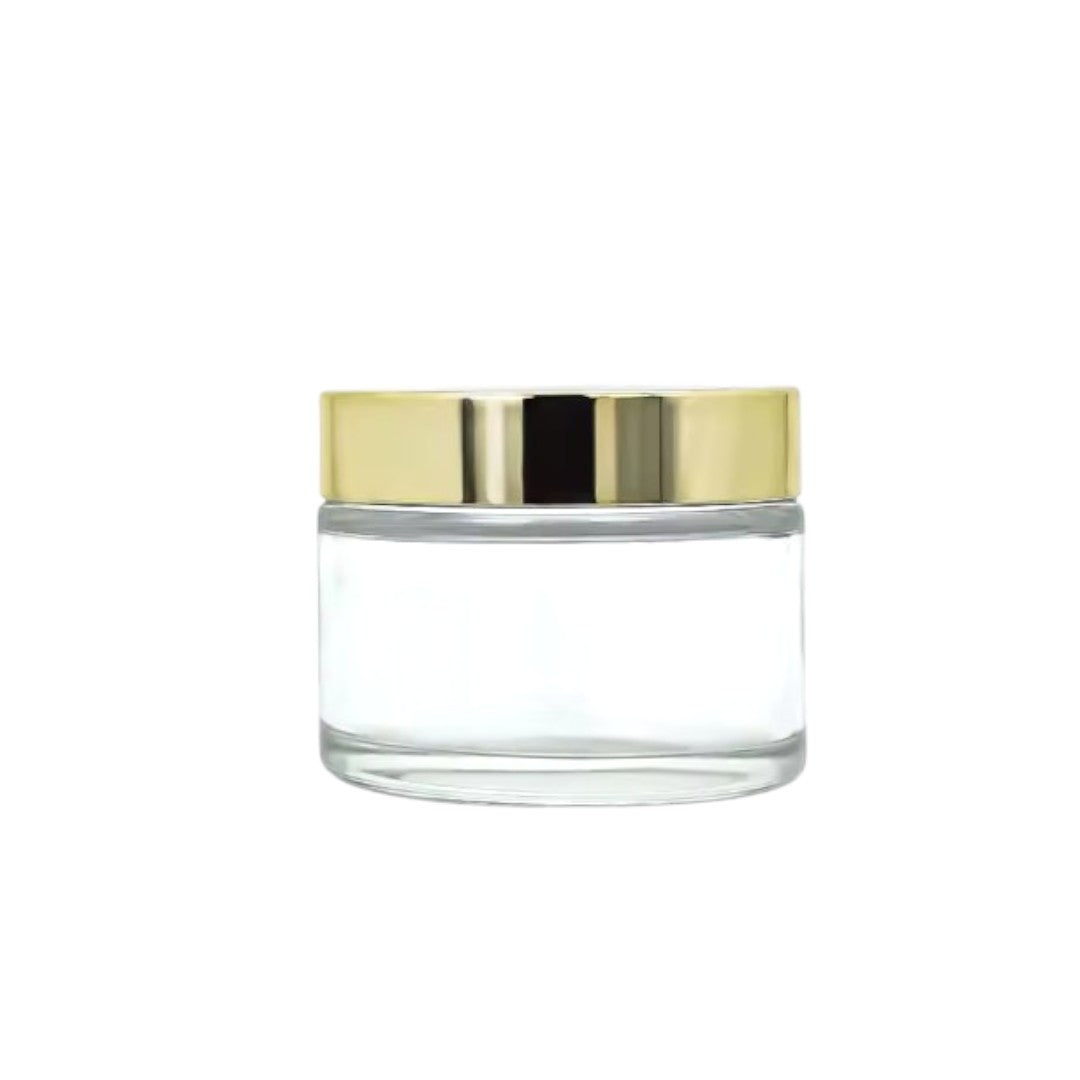 Pot verre transparent couvercle doré 100ml