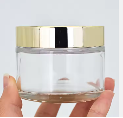 Pot verre transparent couvercle doré 100ml ( 10 pièces)