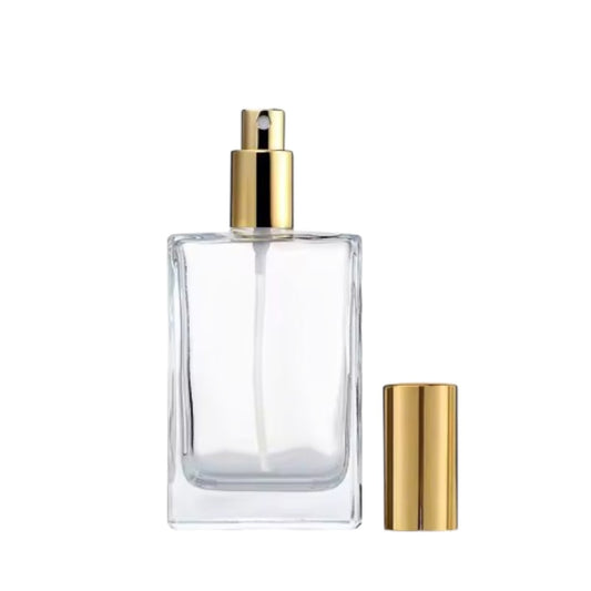 Flacon verre carré pompe doré 100ml