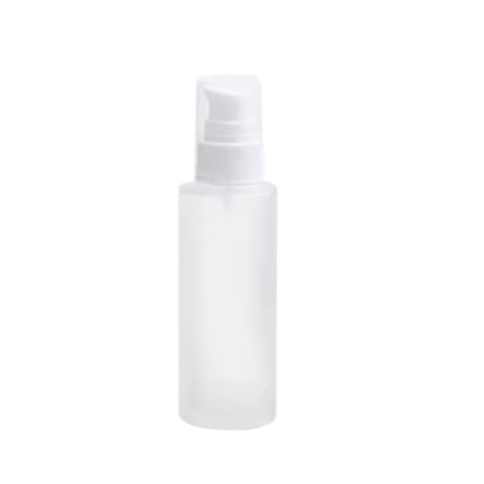 Flacon verre transparent sablé pompe blanche 50ml