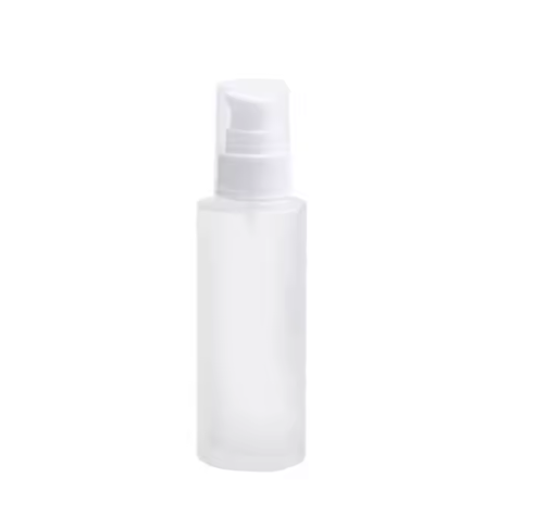 Flacon verre transparent sablé pompe blanche 100ml