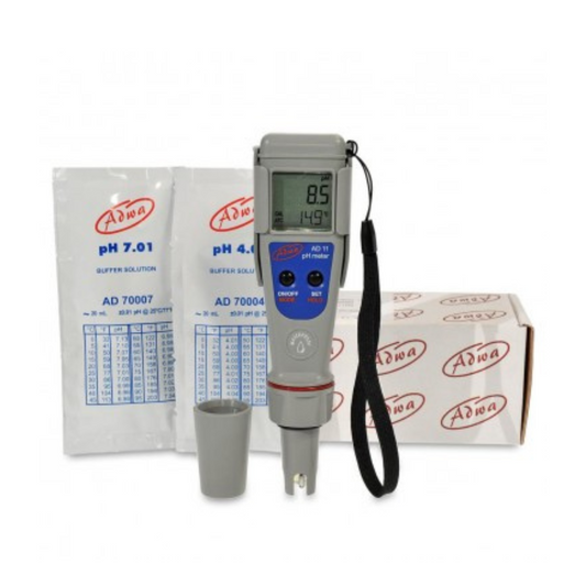 pH-mètre électronique Adwa AD11 avec affichage digital, solutions tampons et accessoires – Matériel de mesure pour cosmétique chez BS Gros.
