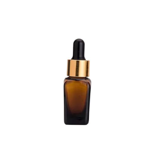 flacon en verre marron 15ml pipette doré