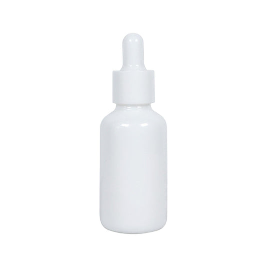 Flacon en verre 30 ml blanc , avec pipette blanche