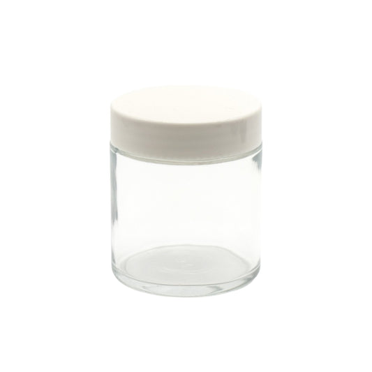 ️ Pot 100gr en verre transparent couvercle blanc